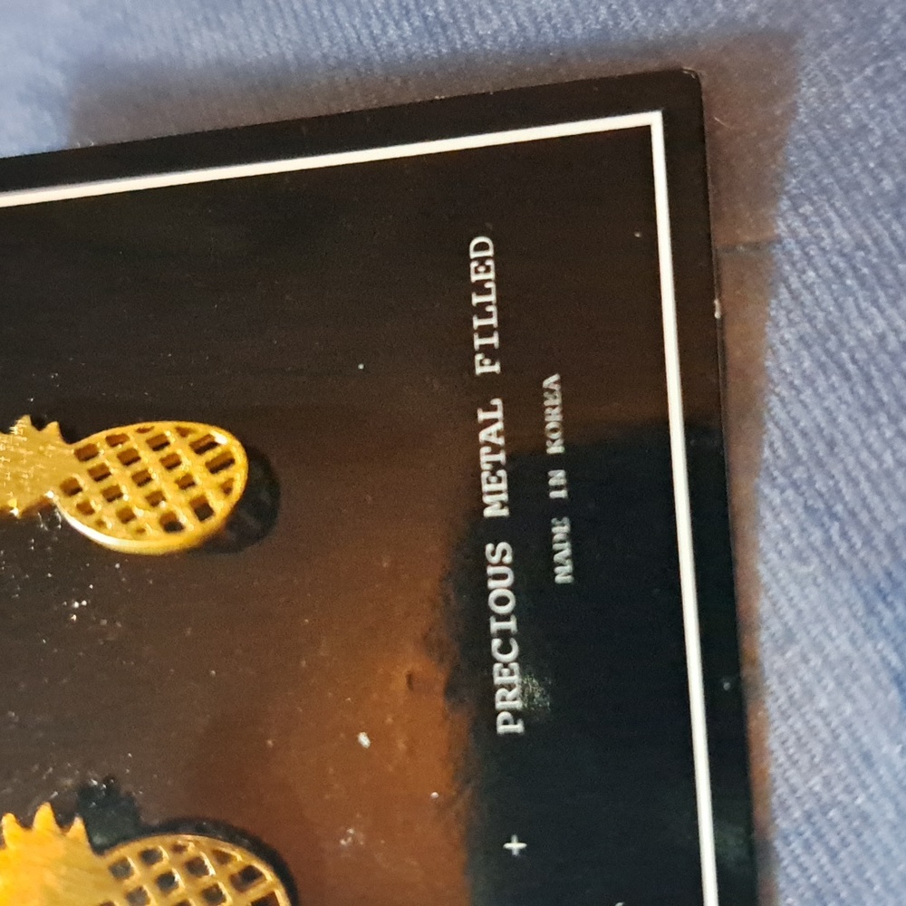 Gold pineapple studs precious metal filled made in Korea tropical summer nwt - Picture 2 of 3